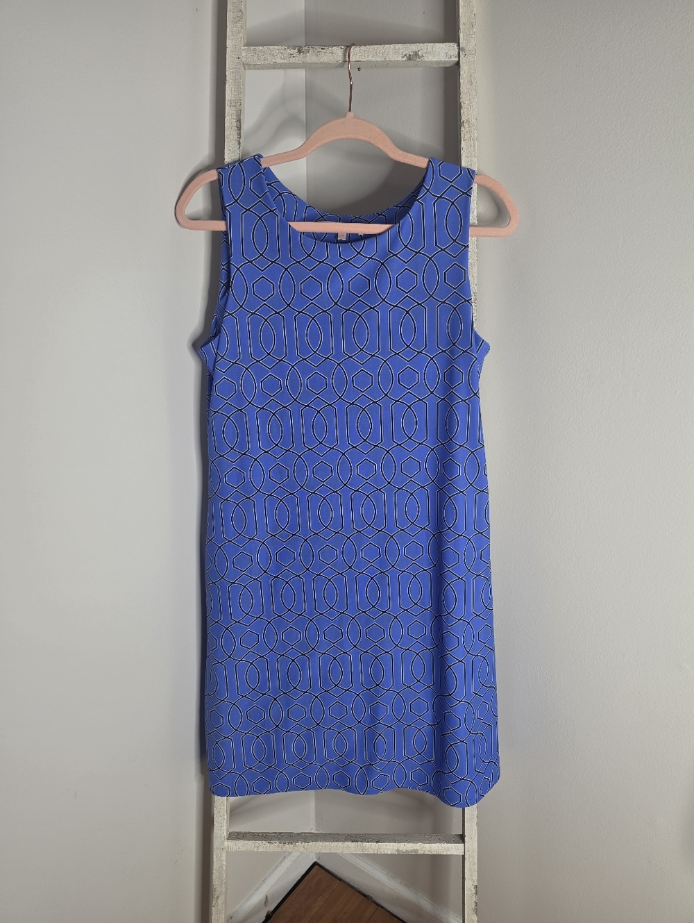 Jude Connally Women's Large Garden Gate Dark Peri Stretch Knit Sleeveless Dress